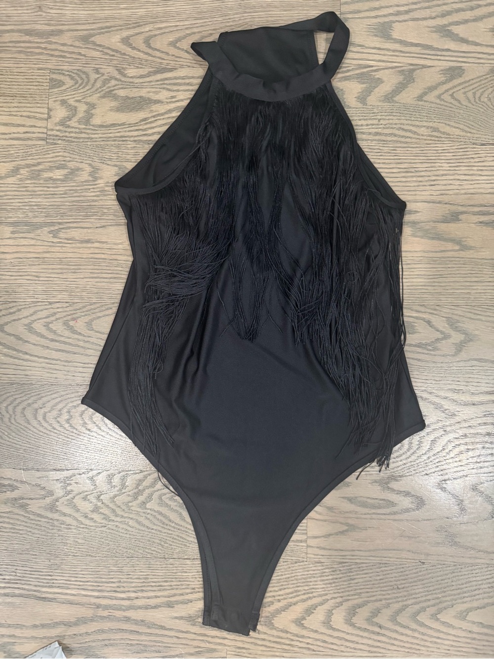 Black Halter Fringe Bodysuit